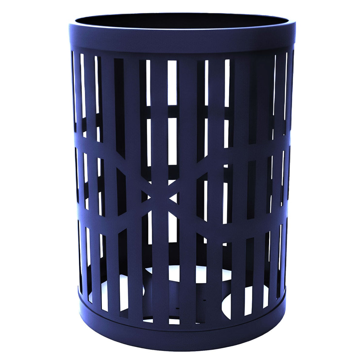 55 Gallon Trash Receptacles - Slatted Steel - Crowd Control Warehouse