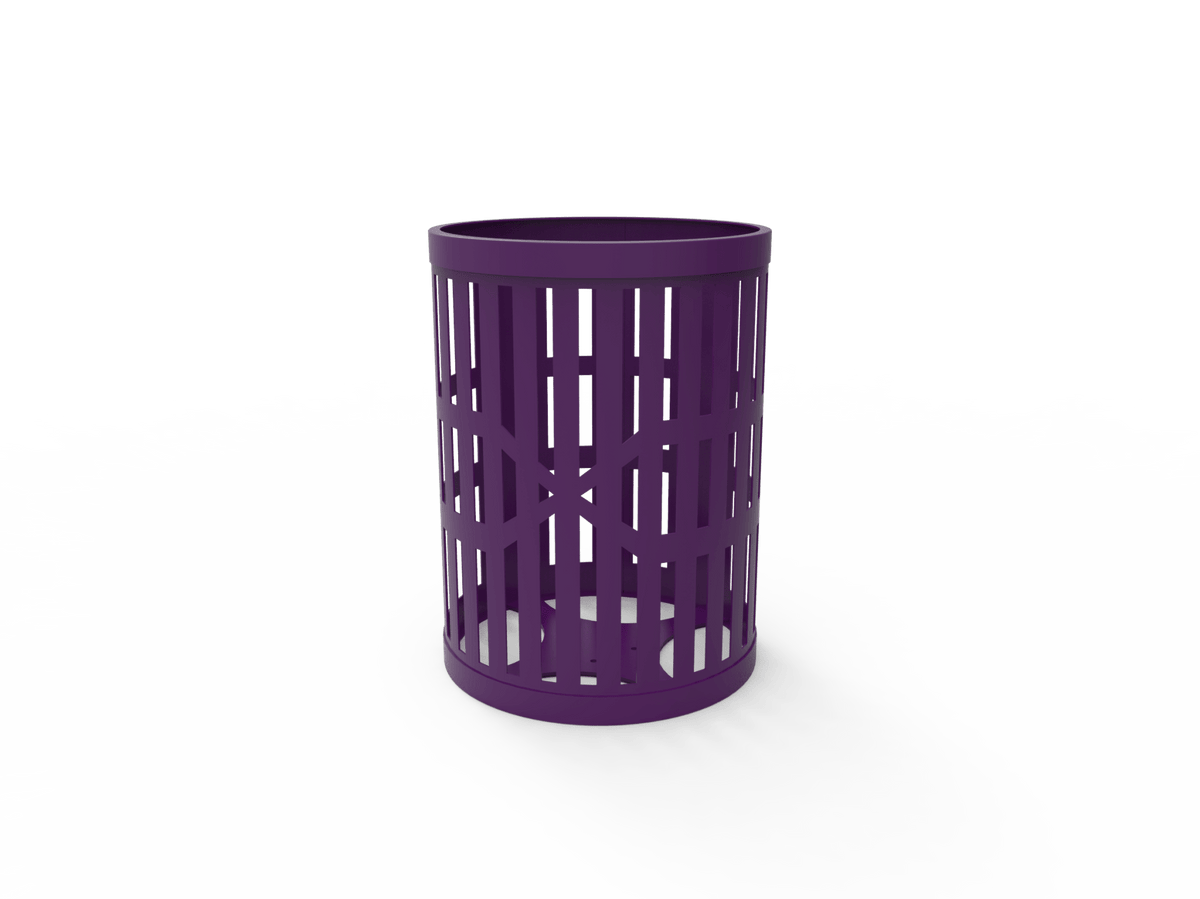 55 Gallon Trash Receptacles - Slatted Steel - Crowd Control Warehouse