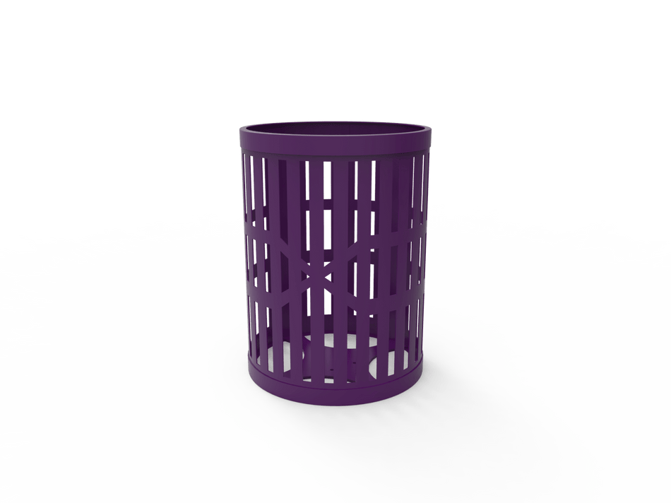 55 Gallon Trash Receptacles - Slatted Steel - Crowd Control Warehouse