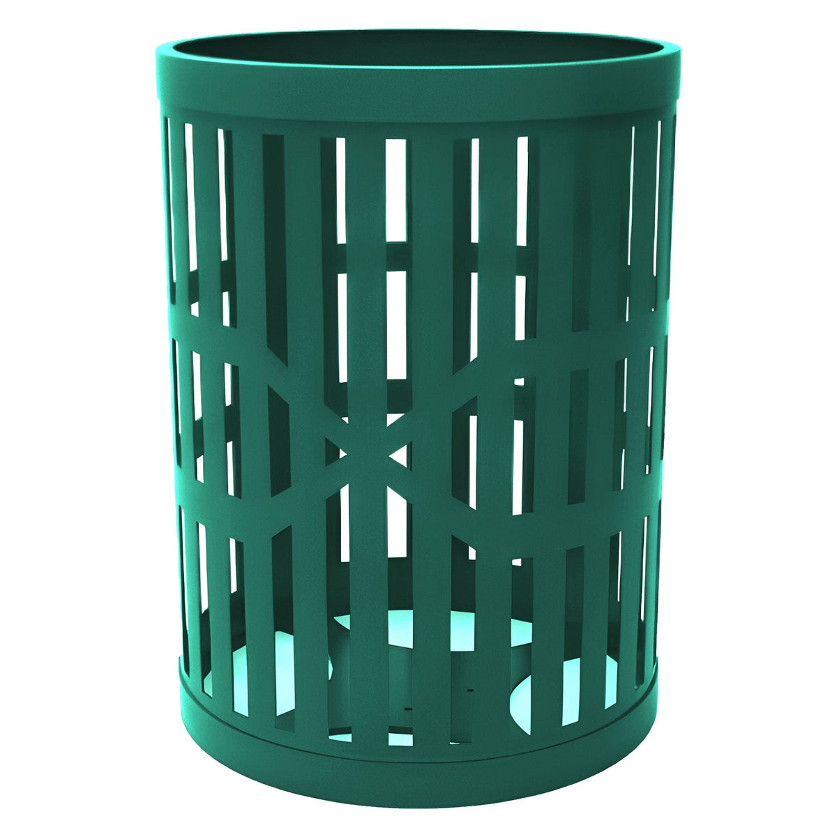 55 Gallon Trash Receptacles - Slatted Steel - Crowd Control Warehouse