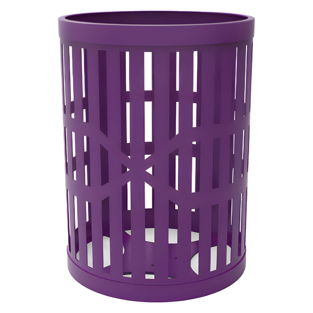 55 Gallon Trash Receptacles - Slatted Steel - Crowd Control Warehouse