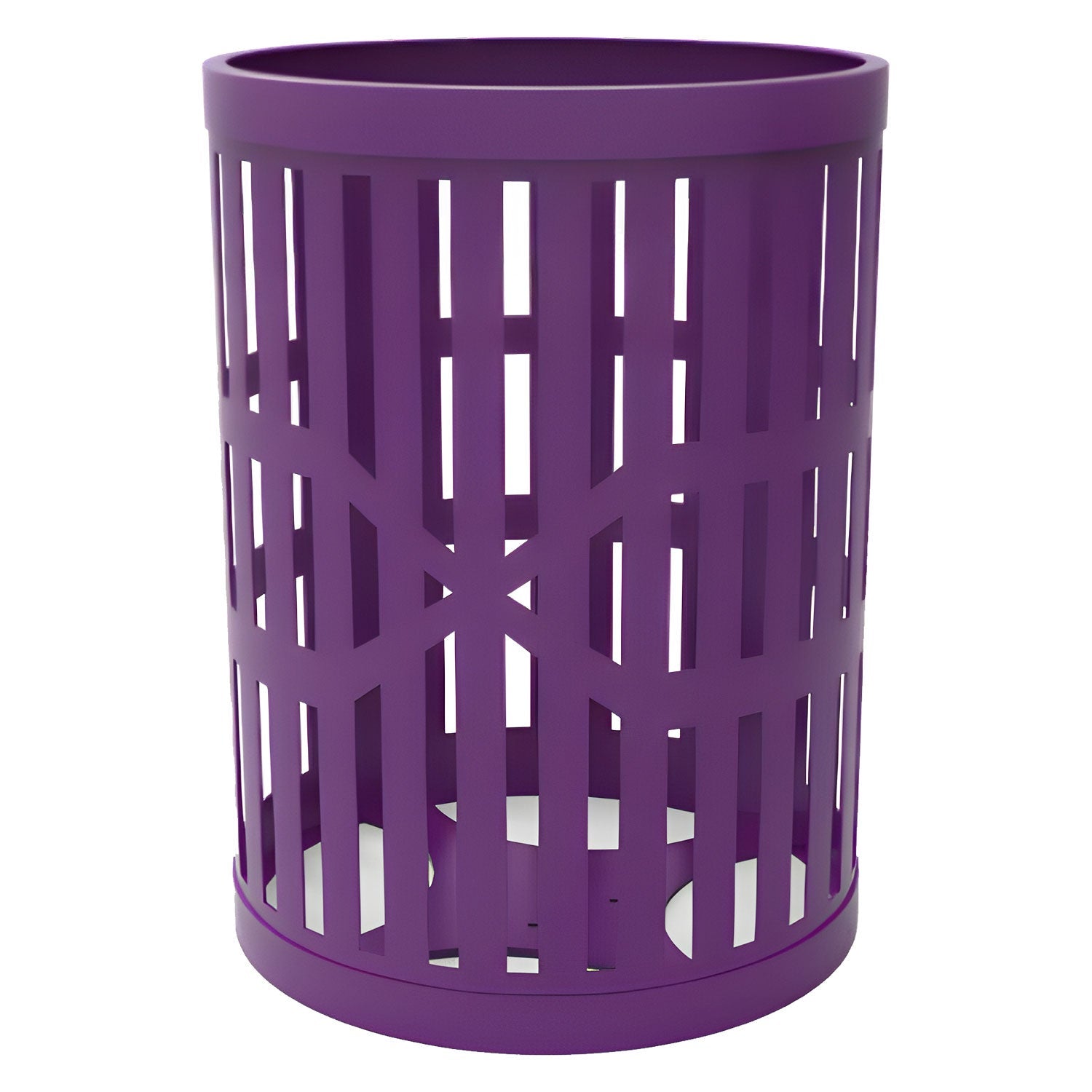 55 Gallon Trash Receptacles - Slatted Steel - Crowd Control Warehouse