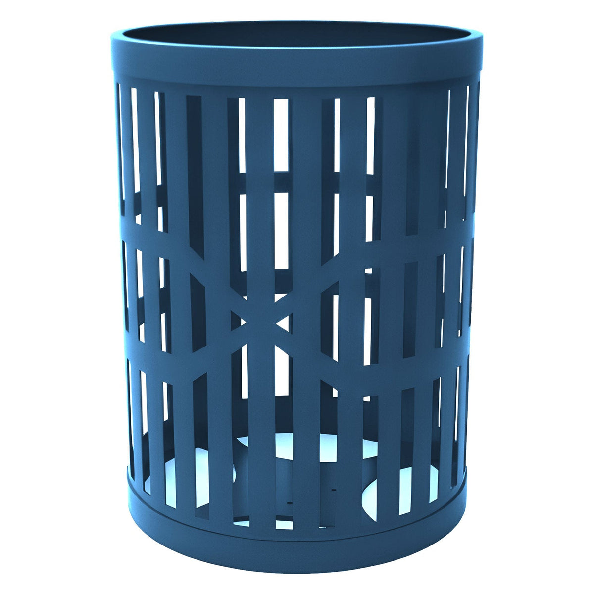 55 Gallon Trash Receptacles - Slatted Steel - Crowd Control Warehouse