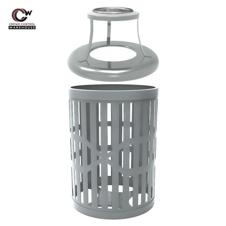 55 Gallon Trash Receptacles - Slatted Steel - Crowd Control Warehouse