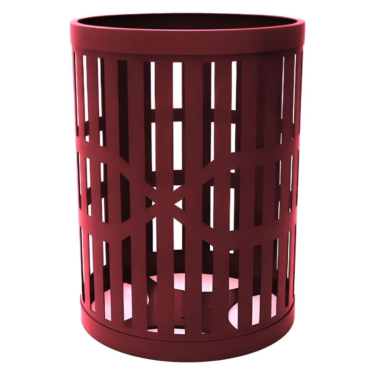 55 Gallon Trash Receptacles - Slatted Steel - Crowd Control Warehouse