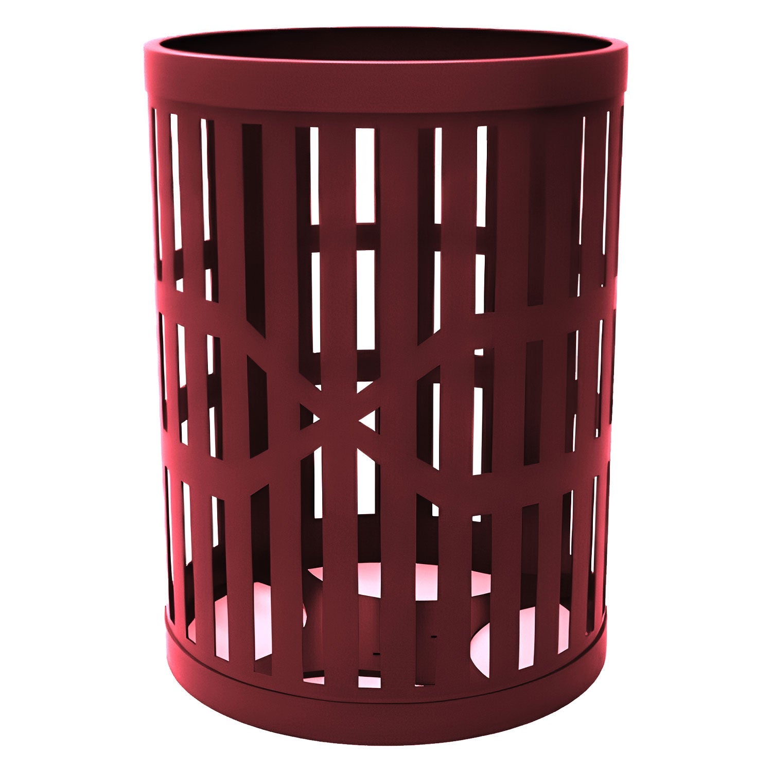 55 Gallon Trash Receptacles - Slatted Steel - Crowd Control Warehouse