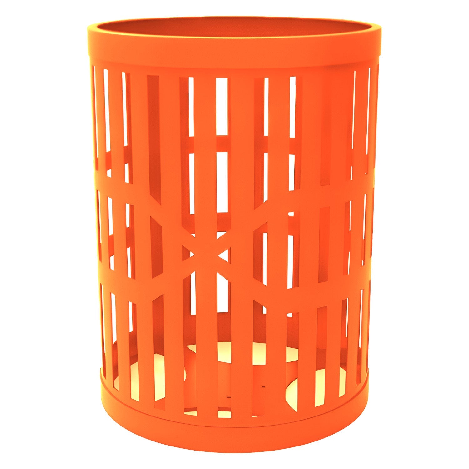 55 Gallon Trash Receptacles - Slatted Steel - Crowd Control Warehouse