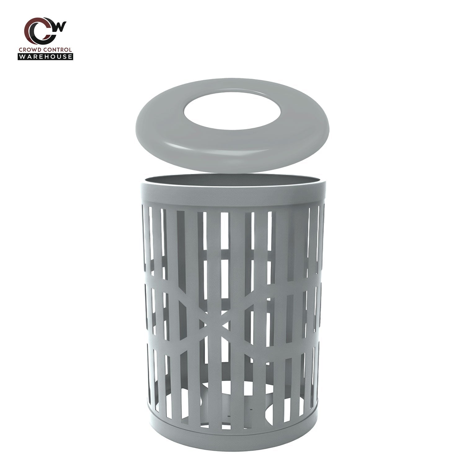 55 Gallon Trash Receptacles - Slatted Steel - Crowd Control Warehouse