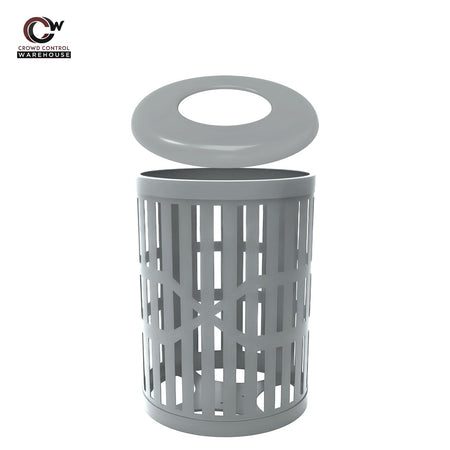 55 Gallon Trash Receptacles - Slatted Steel - Crowd Control Warehouse