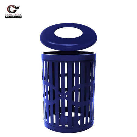 55 Gallon Trash Receptacles - Slatted Steel - Crowd Control Warehouse