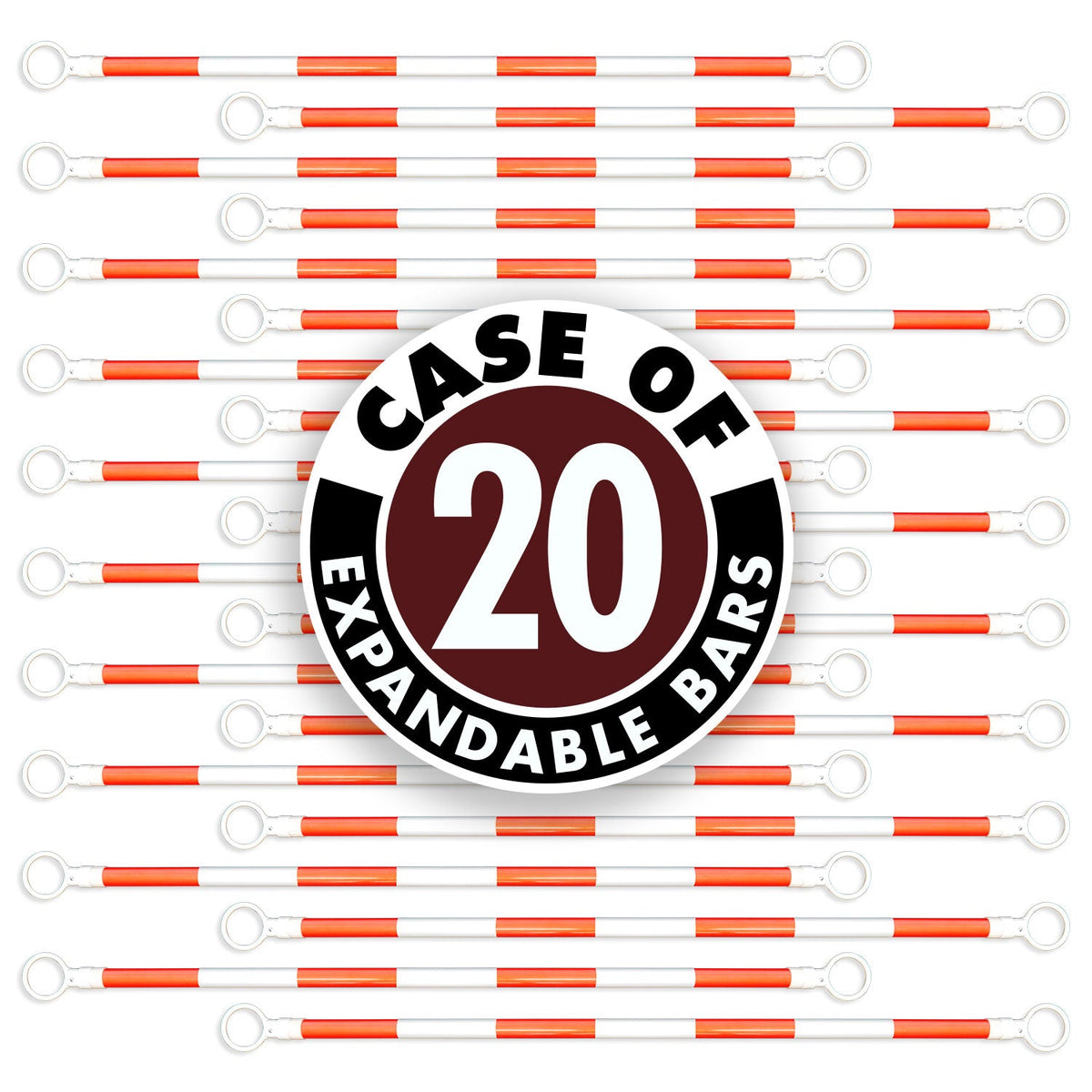 6 ft – 10 ft Retractable Traffic Cone Bar, Box of 20 - Crowd Control Warehouse