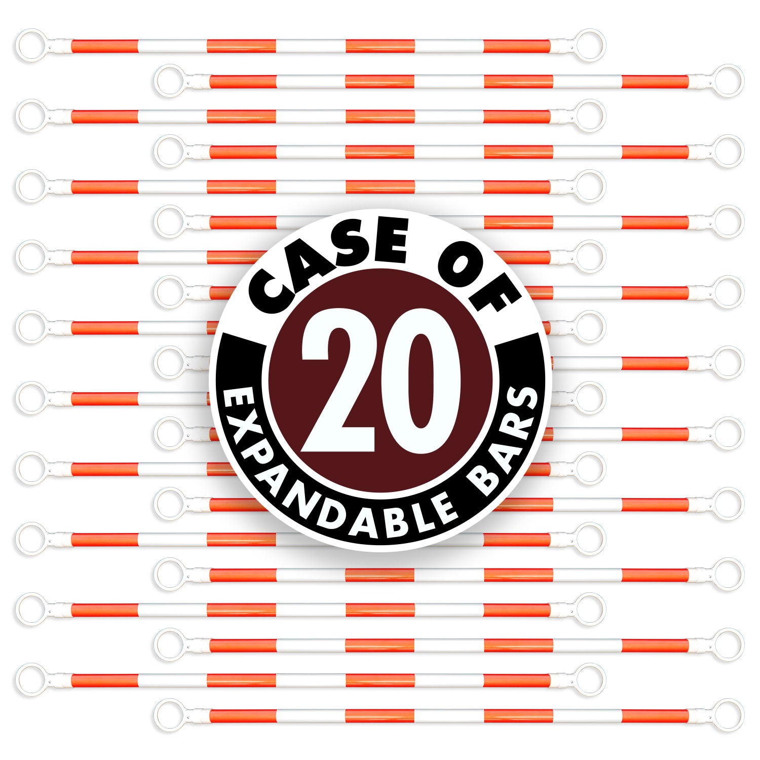 6 ft – 10 ft Retractable Traffic Cone Bar, Box of 20 - Crowd Control Warehouse