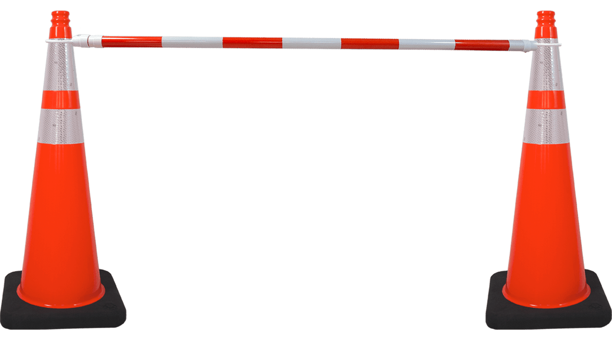 6 ft – 10 ft Retractable Traffic Cone Bar, Box of 20 - Crowd Control Warehouse