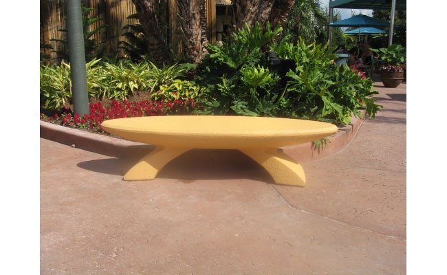 6 Ft. Modern Oval Backless Concrete Park Bench - Crowd Control Warehouse