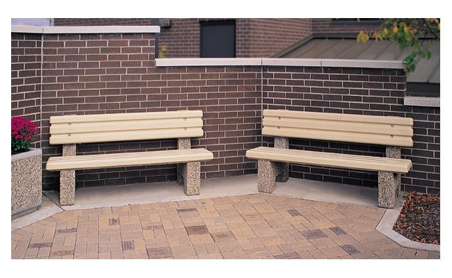 6 Ft. Precast Solid Concrete Park Bench with Back - Crowd Control Warehouse