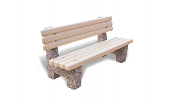 6 Ft. Precast Solid Concrete Park Bench with Back – Crowd Control Warehouse