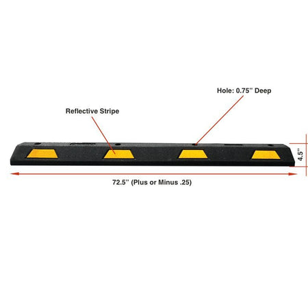 6ft Rubber Parking Block with Black and Yellow Stripes Kit - Crowd Control Warehouse