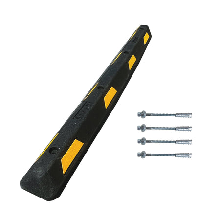 6ft Rubber Parking Block with Black and Yellow Stripes Kit - Crowd Control Warehouse