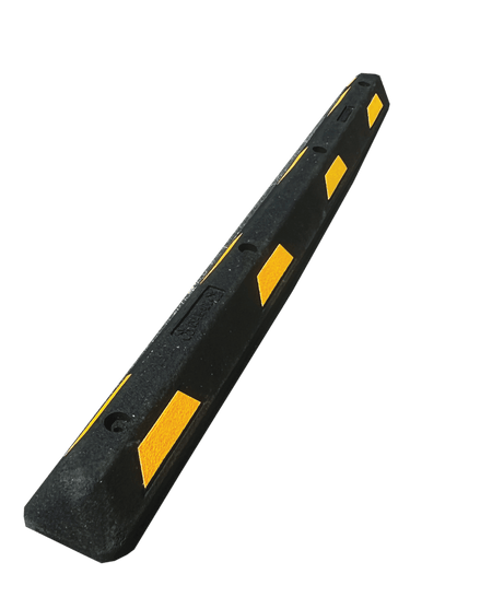 6ft Rubber Parking Block with Black and Yellow Stripes Kit - Crowd Control Warehouse