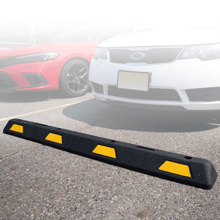 6ft Rubber Parking Block with Black and Yellow Stripes Kit - Crowd Control Warehouse