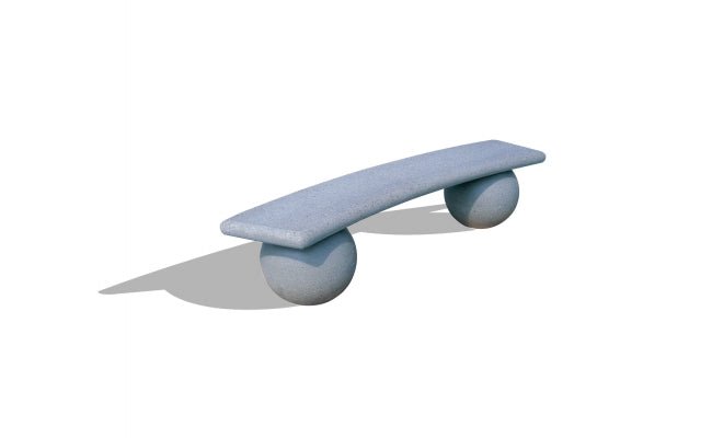 7 Ft. Curved Backless Concrete Park Bench with Spheres - Crowd Control Warehouse