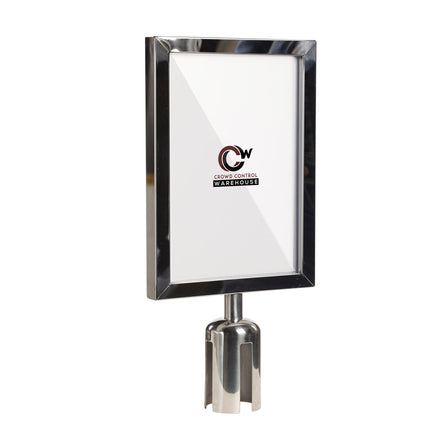 Post Top Sign Frame for CCW Series Retractable Belt Barriers for 3" OD Stanchions