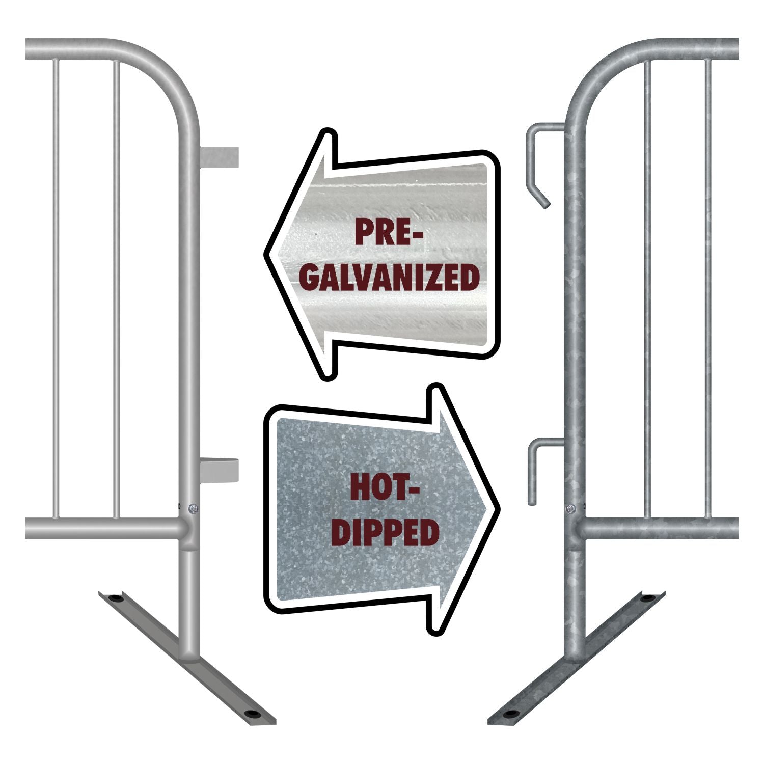 8.5 Ft Economy Pre-Galvanized Steel Barricades - Crowd Control