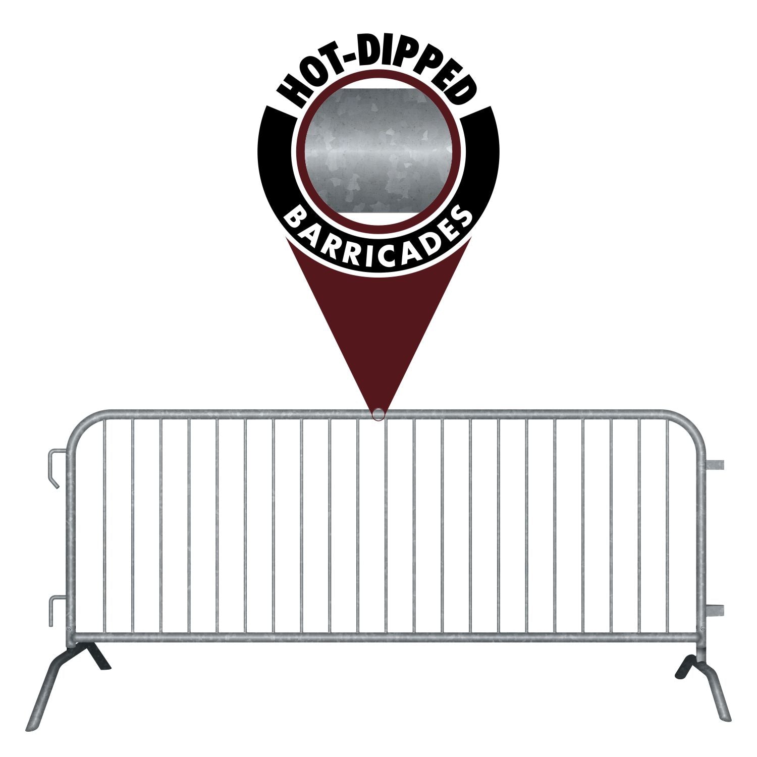 8.5 Ft Hot - Dipped Galvanized Steel Barricade - Crowd Control Warehouse