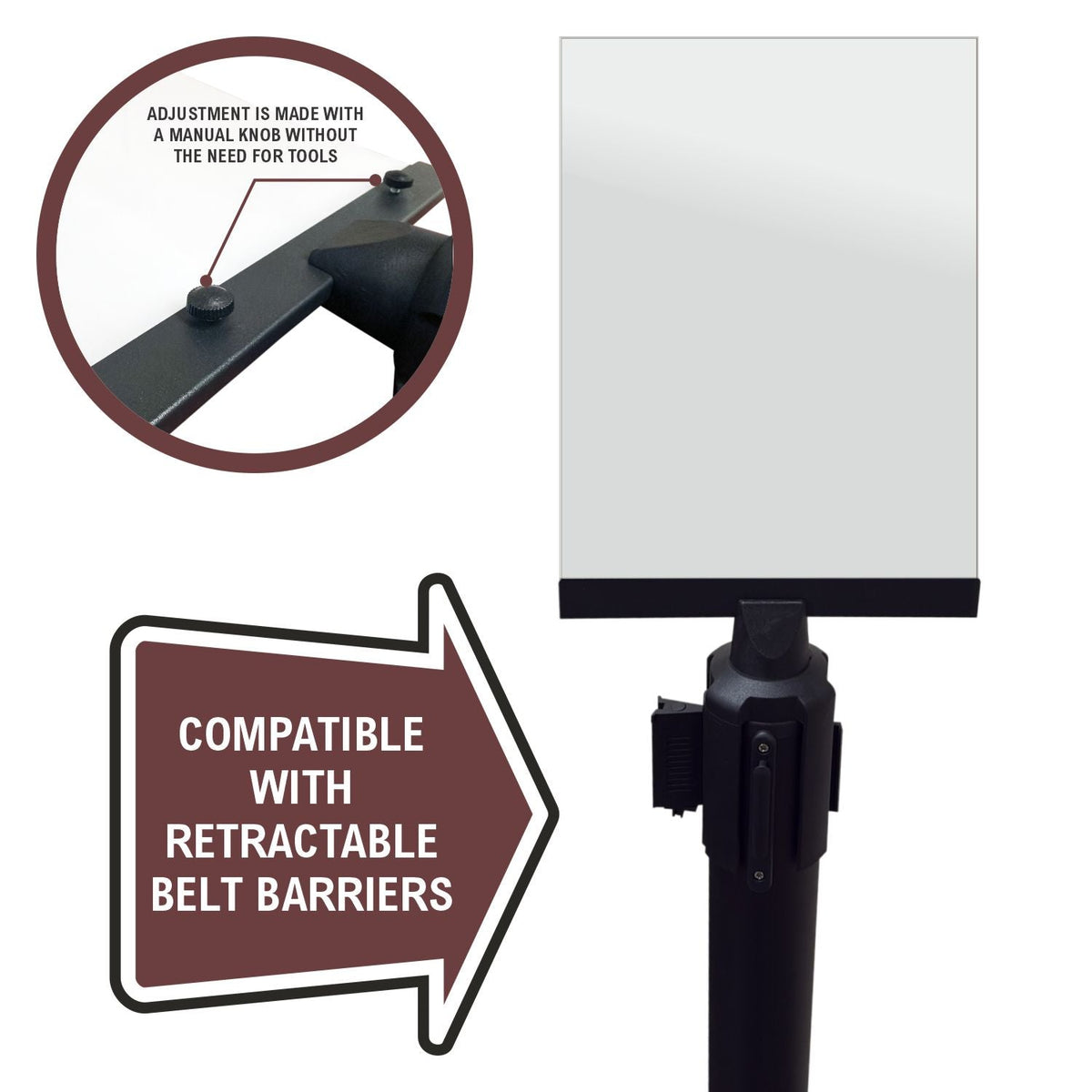 8.5x11 Clear Paper Sign Holder for Retractable Belt Barriers - Crowd Control Warehouse