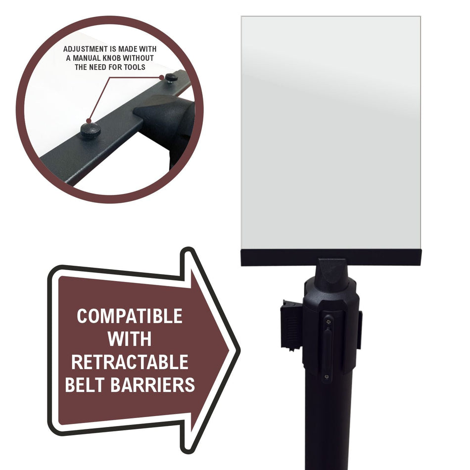 8.5x11 Clear Paper Sign Holder for Retractable Belt Barriers - Crowd Control Warehouse