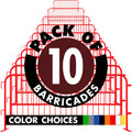 10 Pack - 8.5 Ft Powder-Coated Steel Barricades