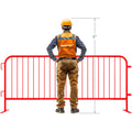 30 Pack - 8.5 Ft Powder-Coated Steel Barricades + Storage Cart