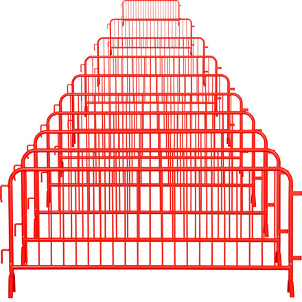 10 Pack - 8.5 Ft Powder-Coated Steel Barricades