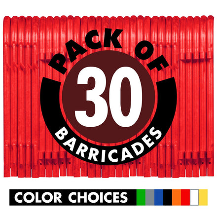 30 Pack - 8.5 Ft Powder-Coated Steel Barricades + Storage Cart