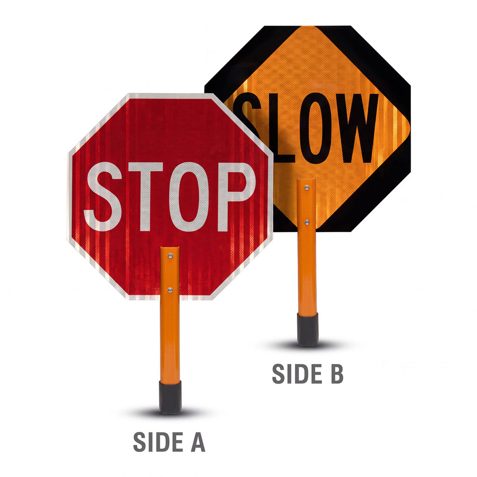 Rigid Stop/Slow Paddle Sign with Handle & Staff