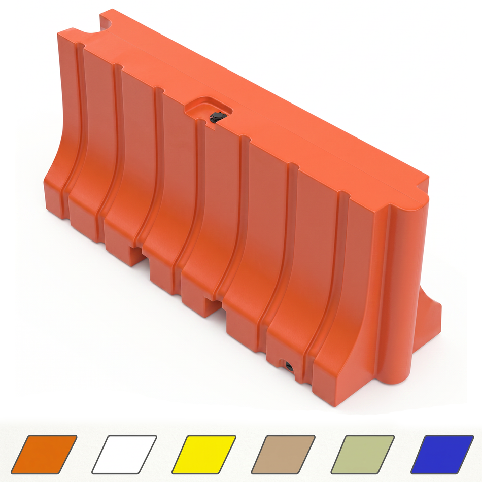 Water/Sand Ballastable Jersey Barrier - 42 in. H x 96 in. L x 24 in. W, 150-225 lbs