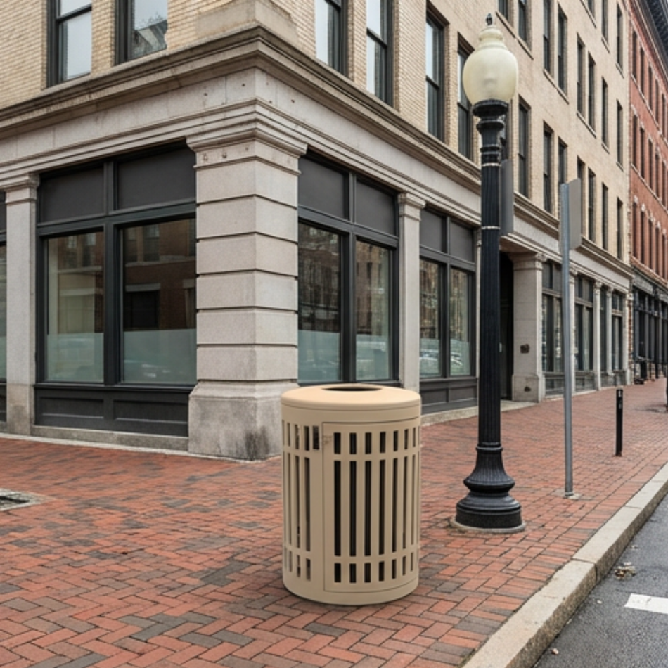 Downtown Side Opening Trash Receptacles