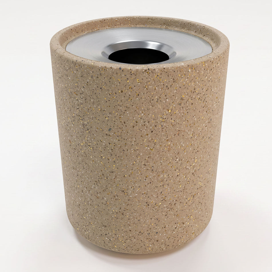 Concrete Waste Container with Aluminum Funnel Lid - 42 Gallon Capacity
