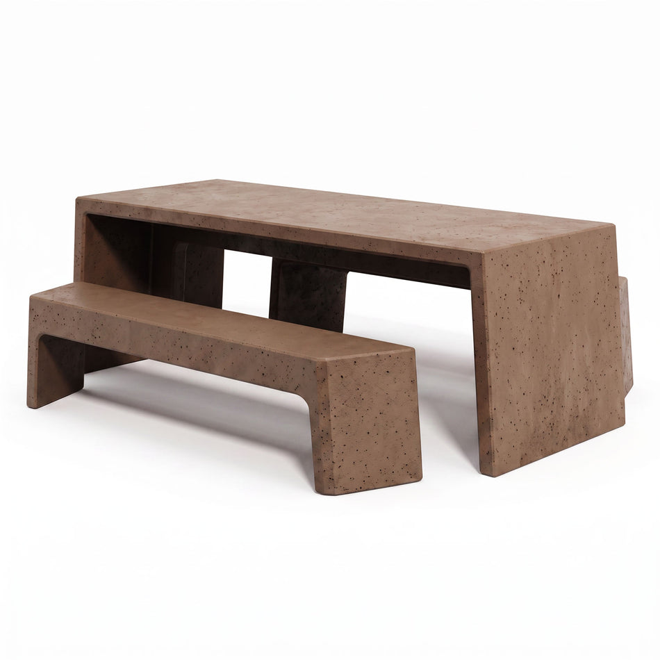 Rectangular Free Standing Concrete Picnic Table Set