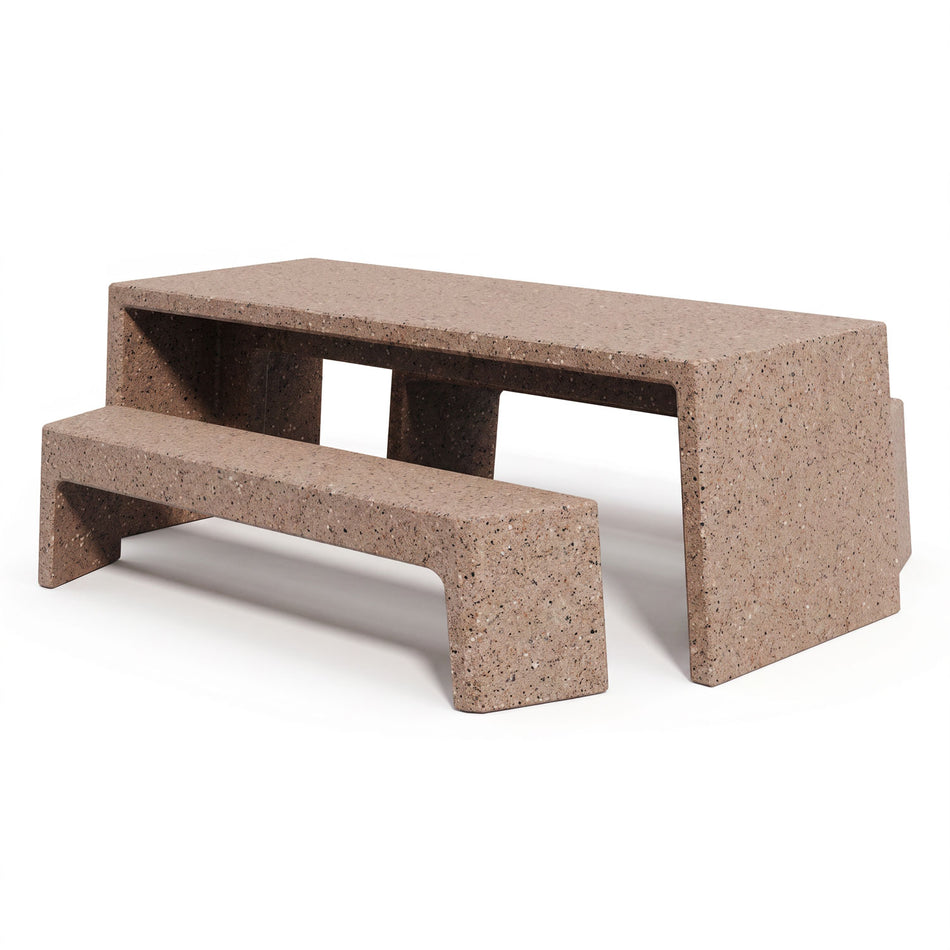 Rectangular Free Standing Concrete Picnic Table Set