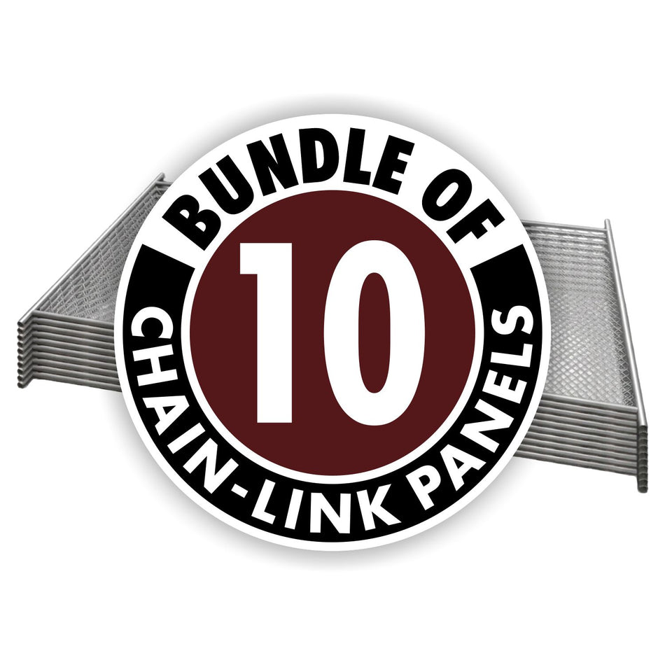 10-Pack 6' x 12' Galvanized Chain Link Fence Panels
