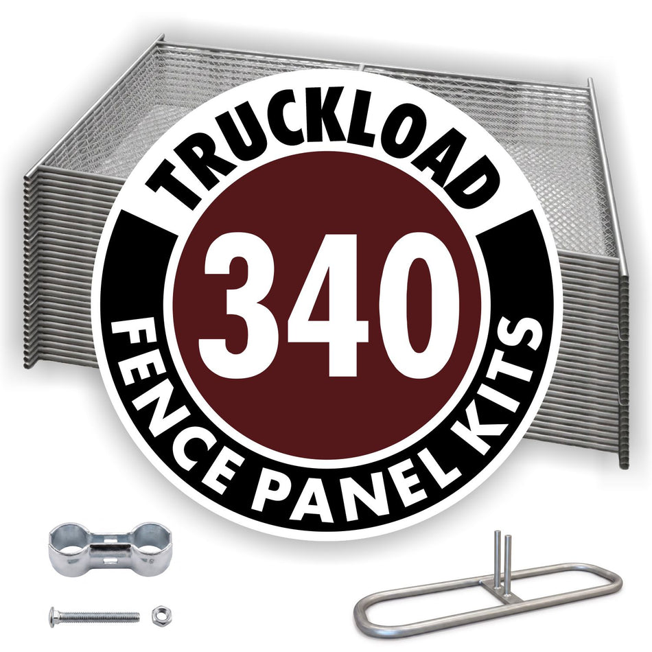 340-Panel Truckload of 6' x 12' Galvanized Chain Link Fence Kit with Bases & Clamps