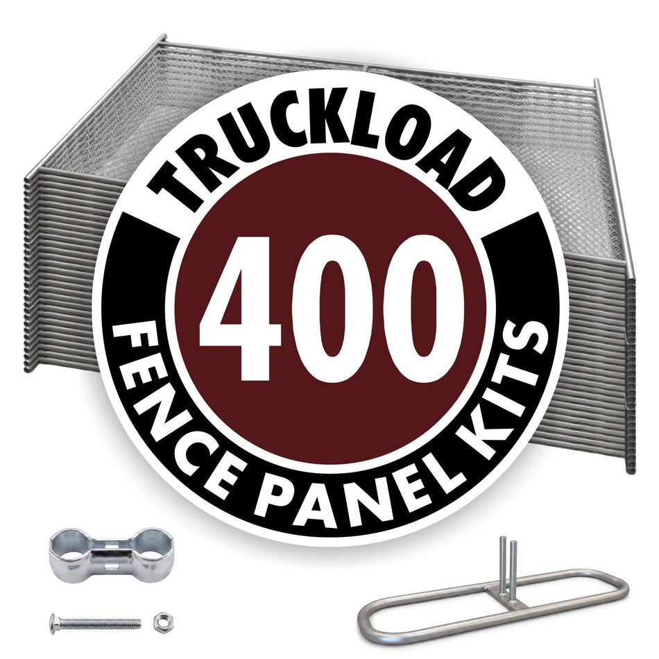 400-Panel Truckload of 6' x 12' Galvanized Chain Link Fence Kit with Bases & Clamps