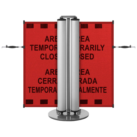 Bilingual Area Temporarily Closed Dual Mobile Stanchion