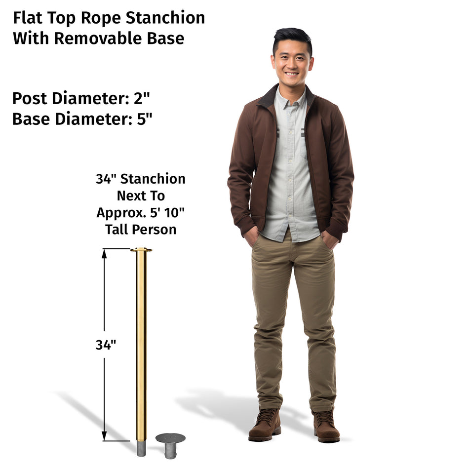 Flat Top Rope Stanchion with Removable Base - Montour Line CXlineR