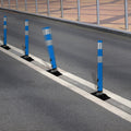 FlexStake Center Line Surface Mount Base Traffic Delineator - Blue Tubular Post with Reflective Options