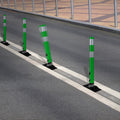 FlexStake Center Line Surface Mount Base Traffic Delineator - Green Tubular Post with Reflective Options