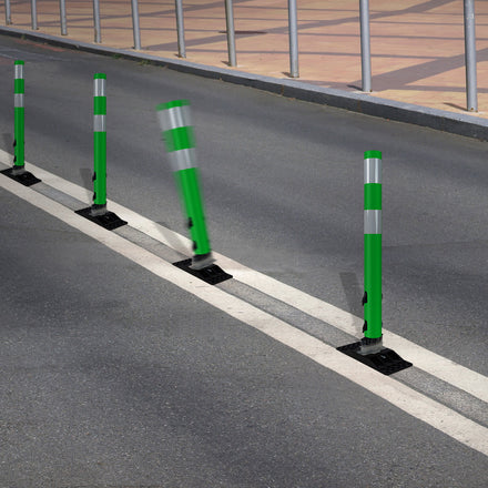 FlexStake Center Line Surface Mount Base Traffic Delineator - Green Tubular Post with Reflective Options