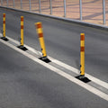FlexStake Center Line Surface Mount Base Traffic Delineator - Yellow Tubular Post with Reflective Options