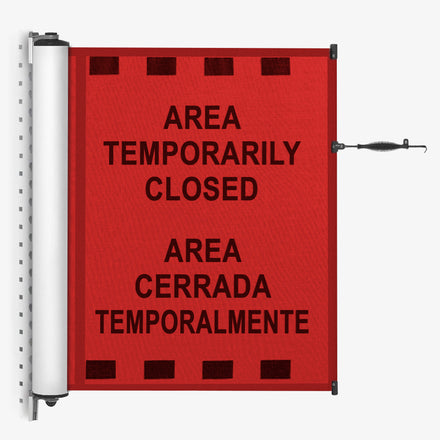 Bilingual Area Temporarily Closed Mounted Barrier